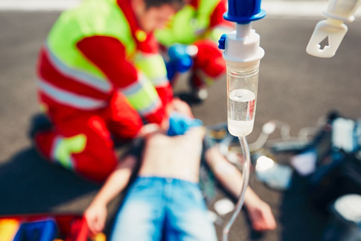medic applying CPR medic applying CPR