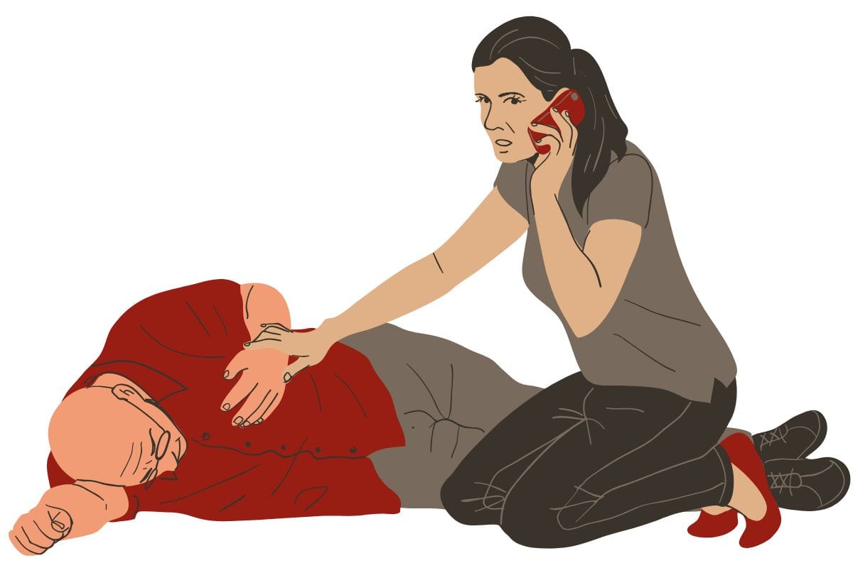 woman calls for emergency for man on cardiac arrest woman calls for emergency for man on cardiac arrest
